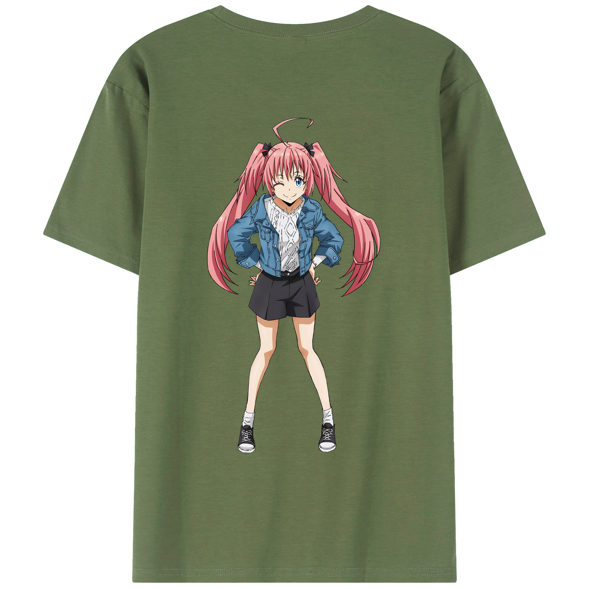 （画像用） 転スラ Regarding Reincarnated to Slime 綿100％ メンズ半袖Tシャツ（バックプリント） 通気性